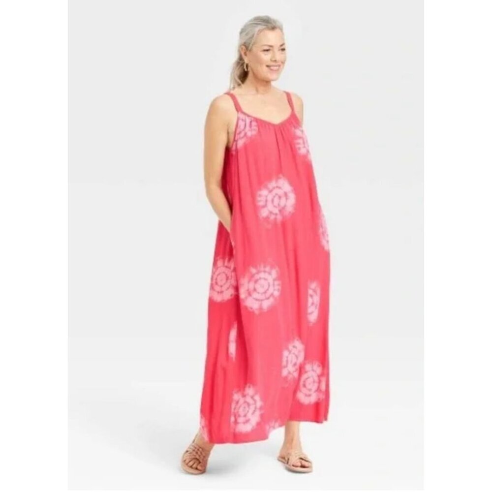 Knox Rose Maxi Dress Womens S Tie Dye Pink White Sundress Boho Casual Festival